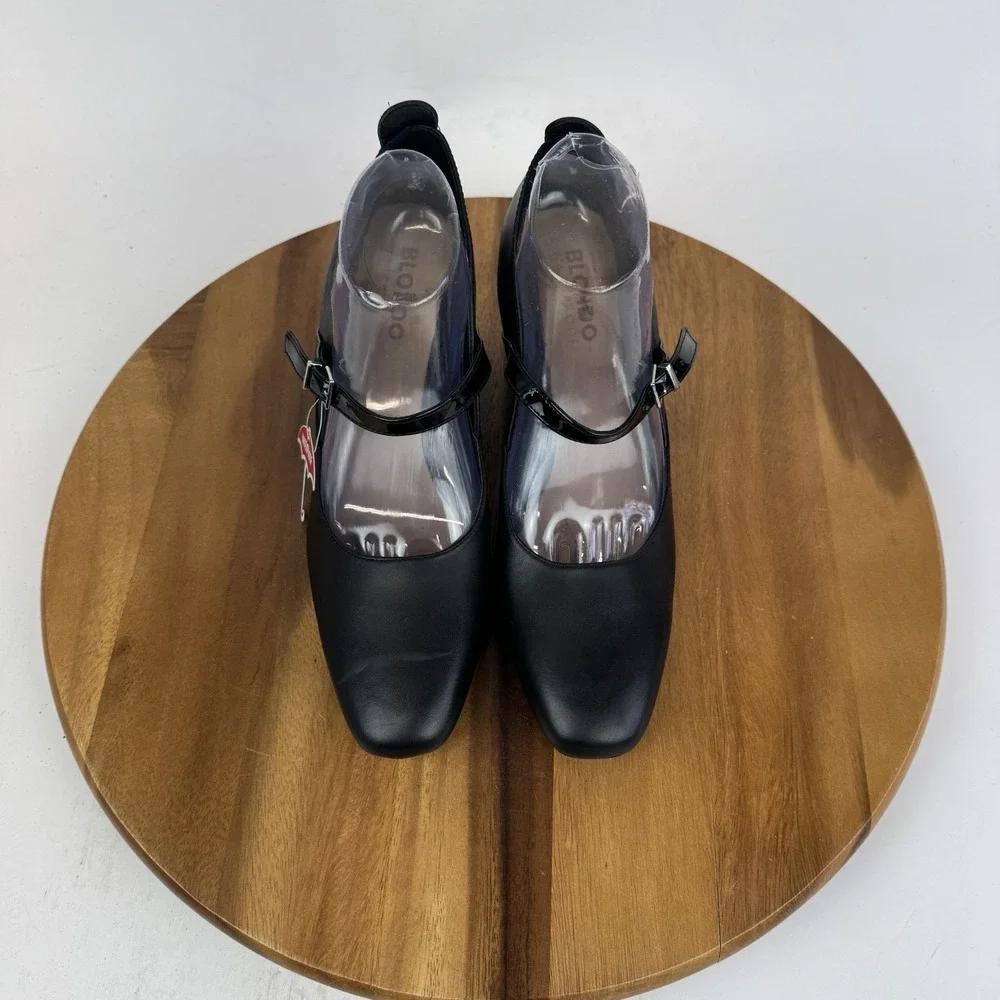 New Womens Blondo Shirley Black Leather Heeled Mary Jane Pumps Size 10 M NWOB - Picture 4 of 9